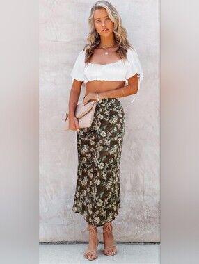 Herbatomia Floral Midi Skirt